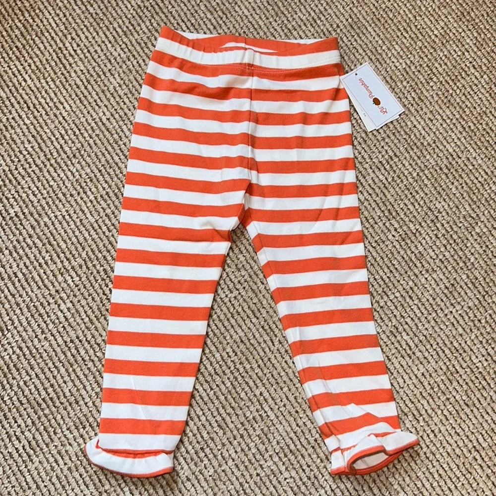 NWT Gymboree Lil' Pumpkin orange and white (cream) toddler girl leggings 2T